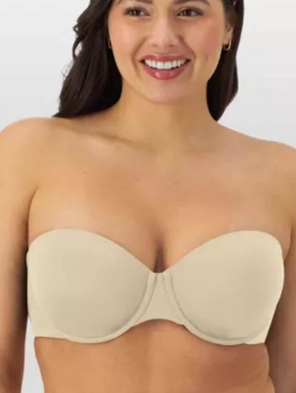 Strapless Seamless Bandeau Bra in Beige